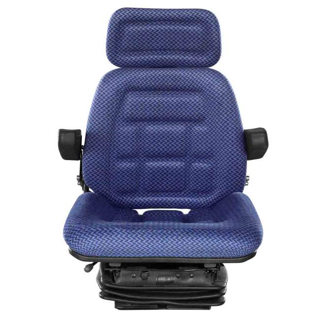Schleppersitz | verstellbar | schmal luftgefedert | inkl. Rückenverlängerung | Stoffbezug | blau