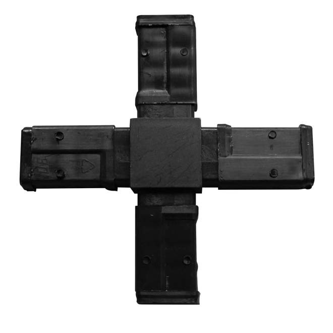 Planenrohrverbinder | 30 x 30 x 1,5 - 2 mm | 90° Kreuz | 4-armig | mit Metallkern | Kunststoff