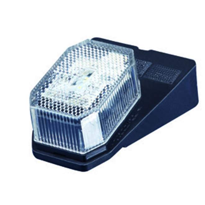 ASPÖCK | Begrenzungsleuchte | Modell Flexipoint LED | Farbe weiß | mit Rückstrahler | Maße 67 x 100 x 56 mm