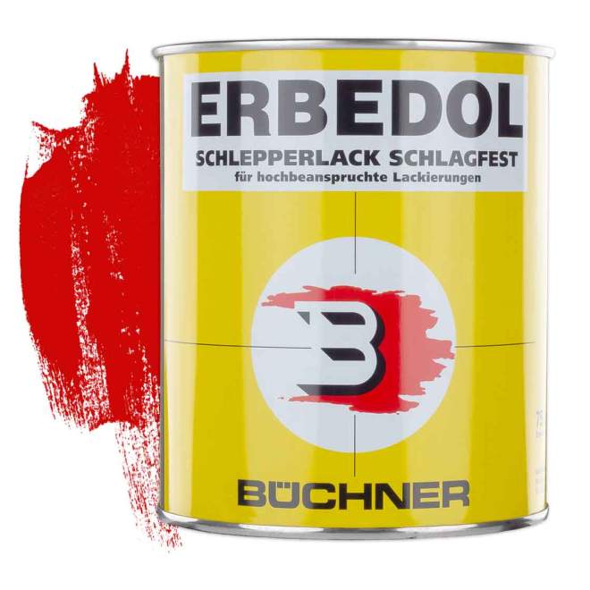 ERBEDOL | Schlepperlack | Pöttinger | bis 1982 | rot | entspricht Lackschlüssel RAL 3020 | 0,75 l